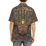 Hawaiian Shirt Hamsa Hand with Colorful Gems