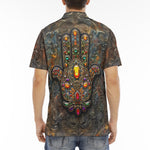 Men's Polo Shirt Hamsa Hand with Colorful Gems