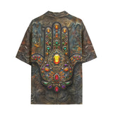 Hawaiian Shirt Hamsa Hand with Colorful Gems