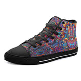 High-Top Canvas Shoes Hamsa Hand Psychedelic Colors