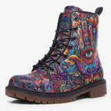 Leather Boots Hamsa Hand Psychedelic Colors