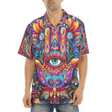 Hawaiian Shirt Hamsa Hand Psychedelic Colors