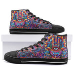 High-Top Canvas Shoes Hamsa Hand Psychedelic Colors