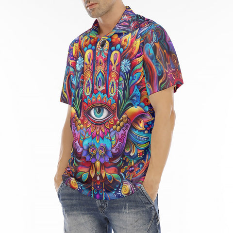 Men's Polo Shirt Hamsa Hand Psychedelic Colors