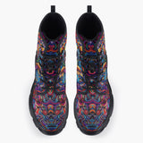 Casual Leather Chunky Boots Hamsa Hand Psychedelic Colors