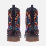Leather Boots Hamsa Hand Psychedelic Colors