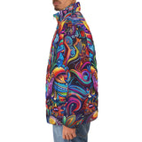 Down-Padded Puffer Jacket Hamsa Hand Psychedelic Colors