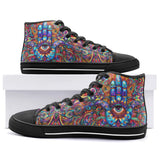 High-Top Canvas Shoes Colorful Psychedelic Hamsa Hand