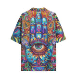 Hawaiian Shirt Colorful Psychedelic Hamsa Hand