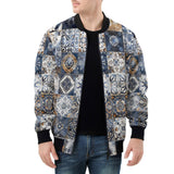 Bomber Jacket Blue and White Patchwork Tiles