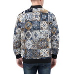 Bomber Jacket Blue and White Patchwork Tiles