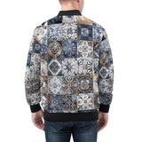 Bomber Jacket Blue and White Patchwork Tiles