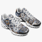 Air Cushion Sneakers Blue and White Patchwork Tiles