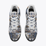 Air Cushion Sneakers Blue and White Patchwork Tiles