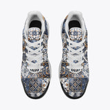 Air Cushion Sneakers Blue and White Patchwork Tiles