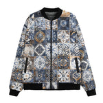 Bomber Jacket Blue and White Patchwork Tiles