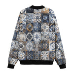 Bomber Jacket Blue and White Patchwork Tiles