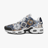 Air Cushion Sneakers Blue and White Patchwork Tiles