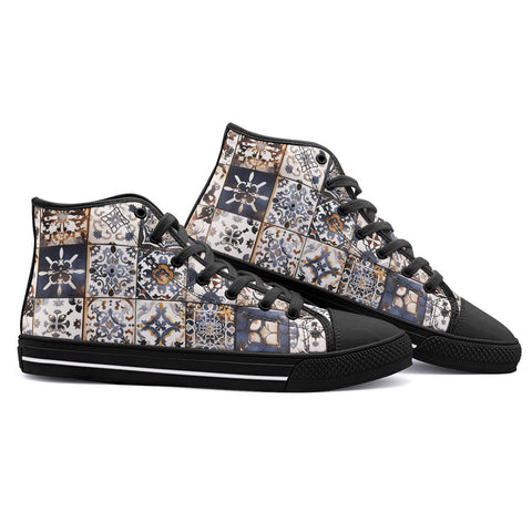 High-Top Canvas Shoes Vintage Moroccan Tiles