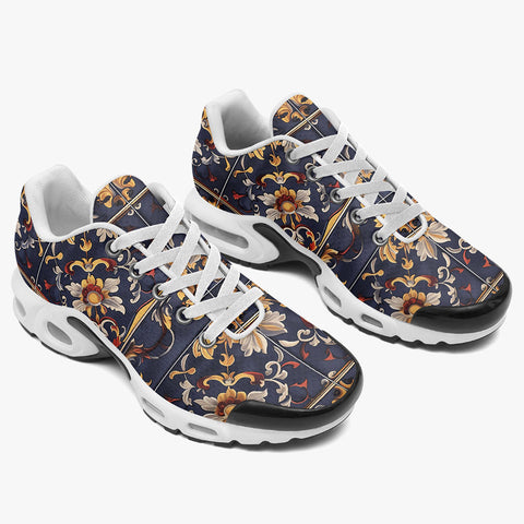 Air Cushion Sneakers Ornate Blue and Gold Tiles