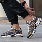 Air Cushion Sneakers Ornate Blue and Gold Tiles