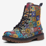 Leather Boots Colorful Mosaic Ceramic Tiles