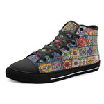 High-Top Canvas Shoes Colorful Mosaic Ceramic Tiles