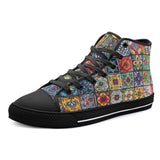 High-Top Canvas Shoes Colorful Mosaic Ceramic Tiles