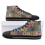 High-Top Canvas Shoes Colorful Mosaic Ceramic Tiles