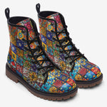 Leather Boots Colorful Mosaic Ceramic Tiles