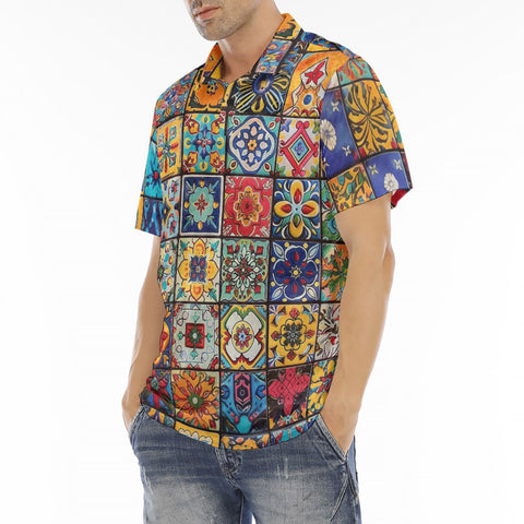 Men's Polo Shirt Colorful Mosaic Ceramic Tiles