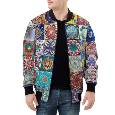 Bomber Jacket Mosaic of Colorful Ceramic Tiles