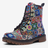 Leather Boots Mosaic of Colorful Ceramic Tiles