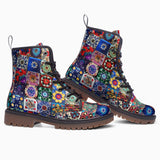 Leather Boots Mosaic of Colorful Ceramic Tiles