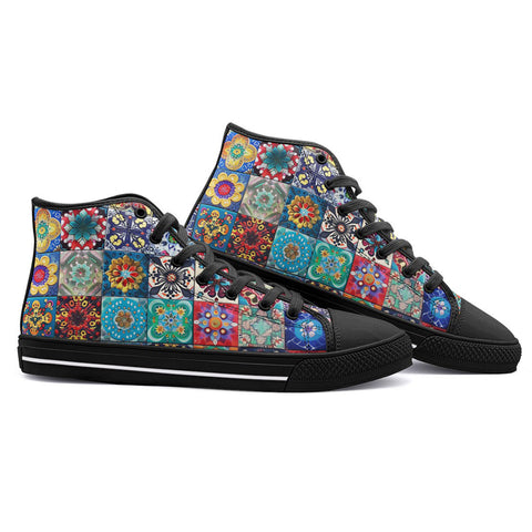 High-Top Canvas Shoes Mosaic of Colorful Ceramic Tiles