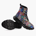 Casual Leather Chunky Boots Mosaic of Colorful Ceramic Tiles