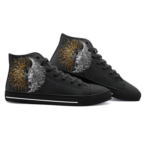 High-Top Canvas Shoes Golden Sun and Silver Moon