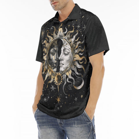 Men's Polo Shirt Sun and Moon Celestial Elements