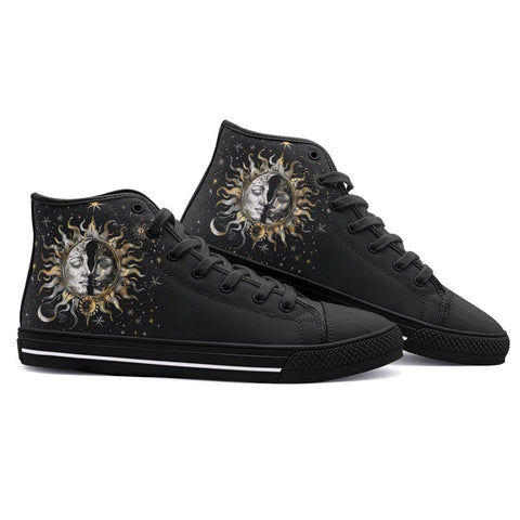 High-Top Canvas Shoes Sun and Moon Celestial Elements