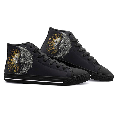 High-Top Canvas Shoes Sun and Moon Artwork