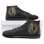 High-Top Canvas Shoes Sun and Moon in Ornate Circle