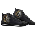 High-Top Canvas Shoes Sun and Moon in Ornate Circle