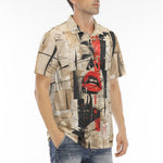 Men's Polo Shirt Abstract Artwork Red Lipstick