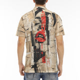 Men's Polo Shirt Abstract Artwork Red Lipstick