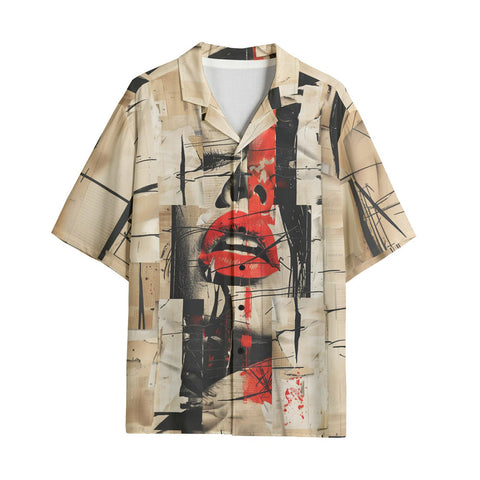 Hawaiian Shirt Abstract Artwork Red Lipstick