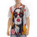 Men's Polo Shirt Woman with Red Sunglasses Abstract Art