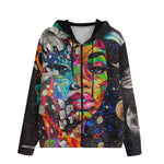 Men's Zip Up Hoodie Artistic Collage of Space Objects