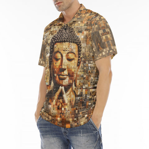 Men's Polo Shirt Buddha Tiny Images Mosaic