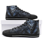 High-Top Canvas Shoes Dark Blue Chinese Dragon