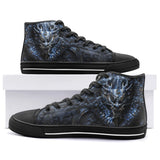 High-Top Canvas Shoes Dark Blue Chinese Dragon